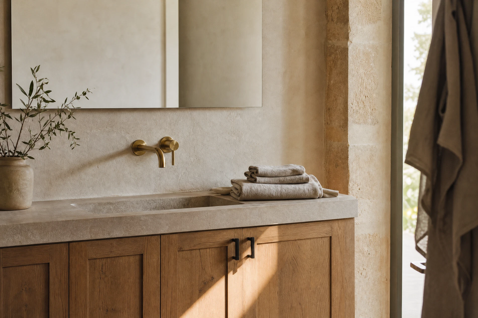 Salle de bain contemporaine, éclairée naturellement