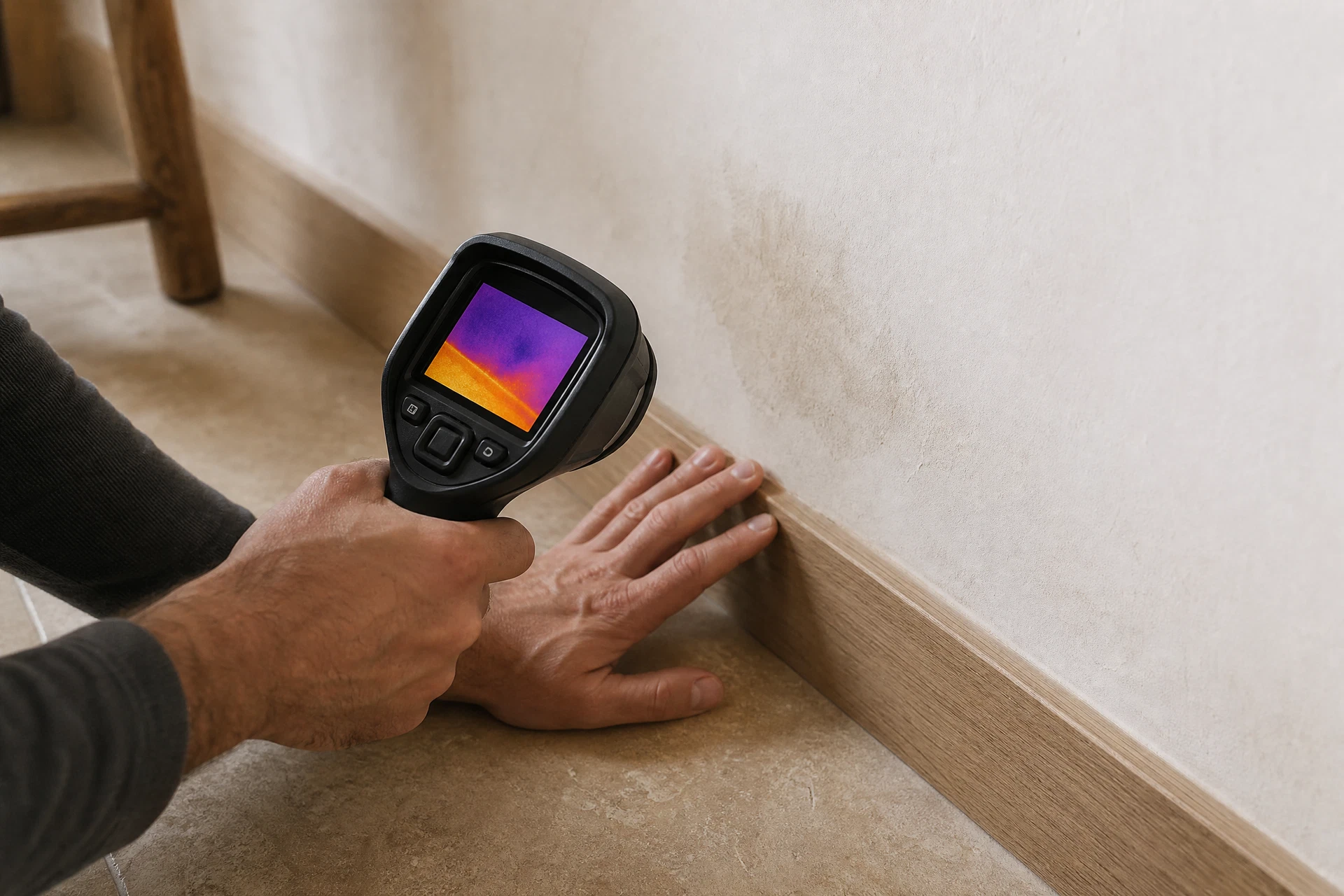 Recherche de fuite non destructive sur un mur intérieur